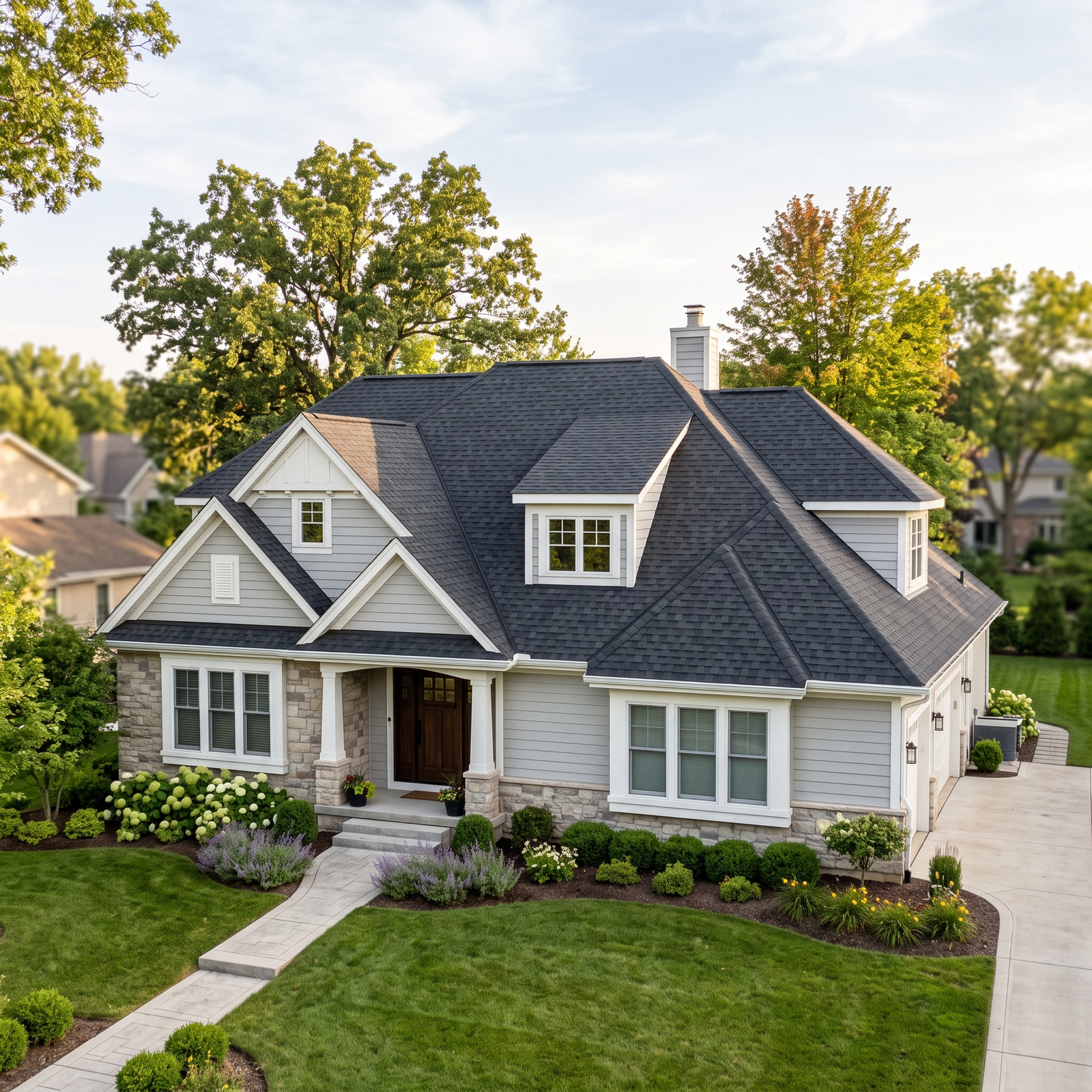 Modern home with a new roof